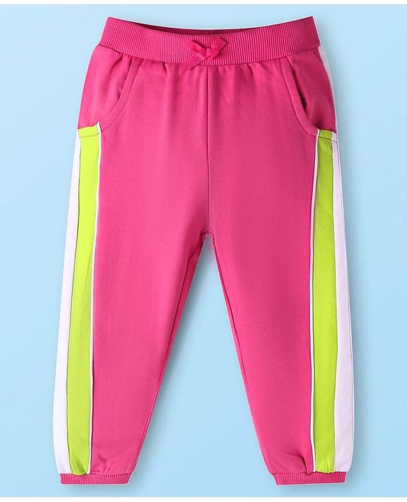 Babyhug Terry Knit Full Sleeves Sweatjacket & Lounge Pant Set With Cut & Sew Design - Dark Pink