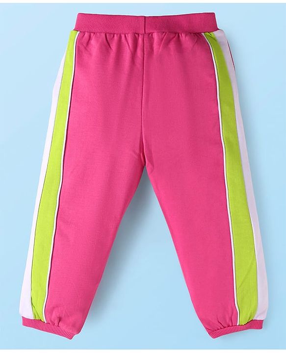 Babyhug Terry Knit Full Sleeves Sweatjacket & Lounge Pant Set With Cut & Sew Design - Dark Pink