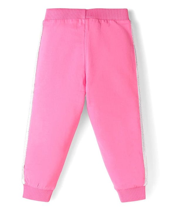 Babyhug Terry Knit Full Sleeves Text Print Zipper Jacket & Jogger Set - Pink