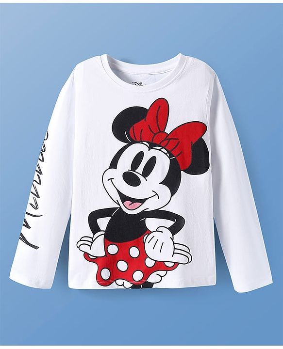 Pine Kids Disney Single Jersey Knit Full Sleeves  Night Suit With Minnie Mouse Graphics - Red & White