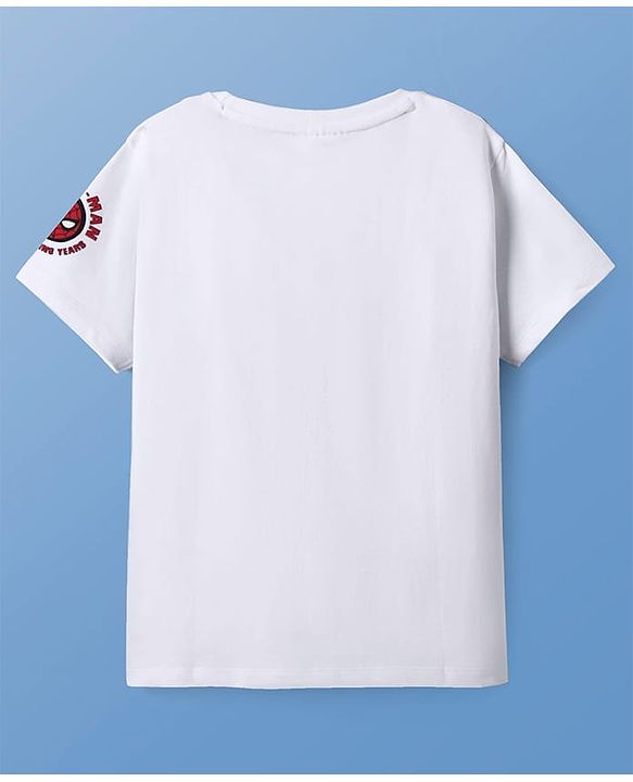 Pine Kids Marvel Single Jersey Knit Half Sleeves T-Shirt With Spiderman Graphics - White