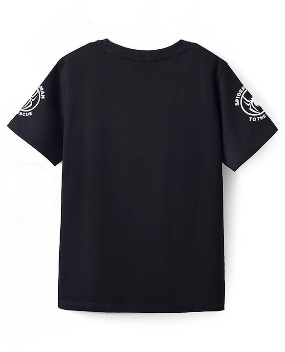Pine Kids Marvel Single Jersey Knit Half Sleeves T-Shirt With Spiderman Graphics - Black