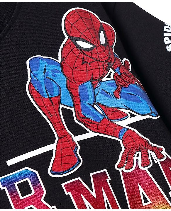 Pine Kids Marvel Single Jersey Knit Half Sleeves T-Shirt With Spiderman Graphics - Black