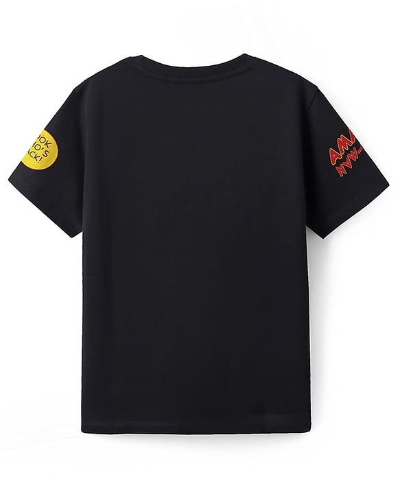 Pine Kids Marvel Single Jersey Knit Half Sleeves T-Shirt With Spiderman Graphics - Black