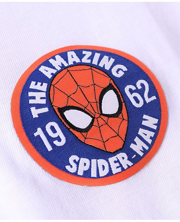 Pine Kids Marvel Knit Cut & Sew Design Full Doctor Sleeves Light Weight Hoodie Sweatshirt With Spiderman Graphics - Blue White & Red