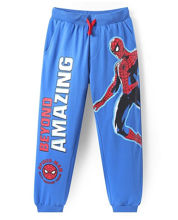 Pine Kids Marvel Terry Knit Full Length Lounge Pant With Spiderman Graphic - Blue