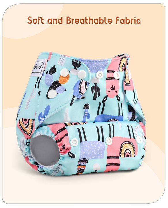 Babyhug Reusable Cloth Diaper With Insert Elephants Icecream & Deer Prints Pack  of 3 - Purple Blue Pink