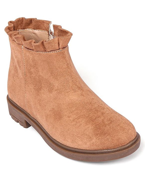 Pine Kids Slip On Winter Boots with Zioper Closure - Brown