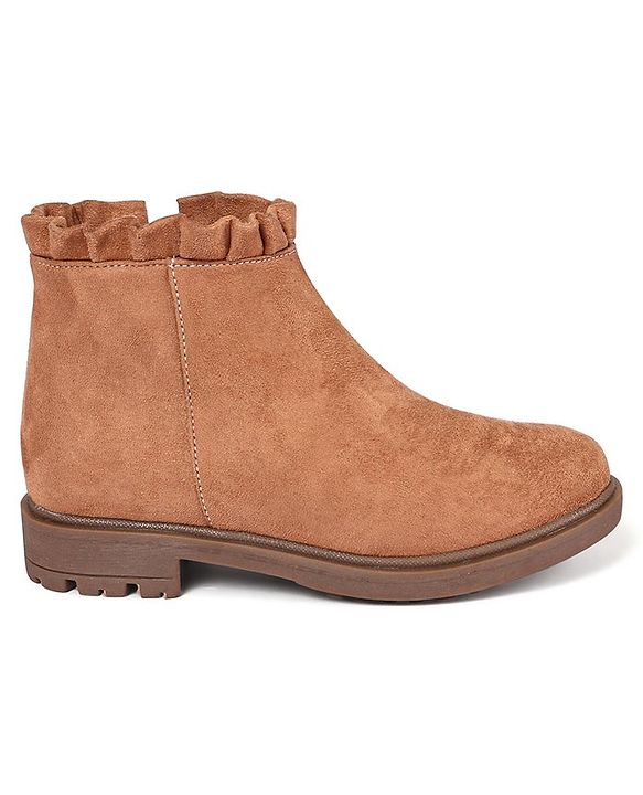 Pine Kids Slip On Winter Boots with Zioper Closure - Brown