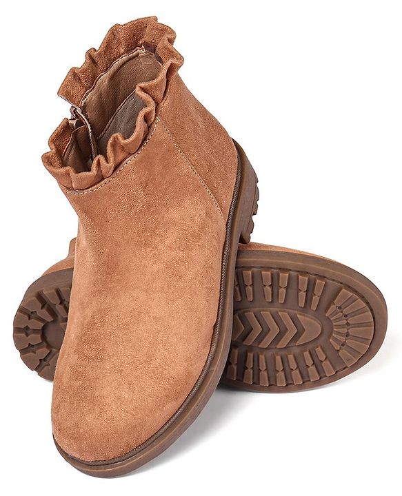 Pine Kids Slip On Winter Boots with Zioper Closure - Brown