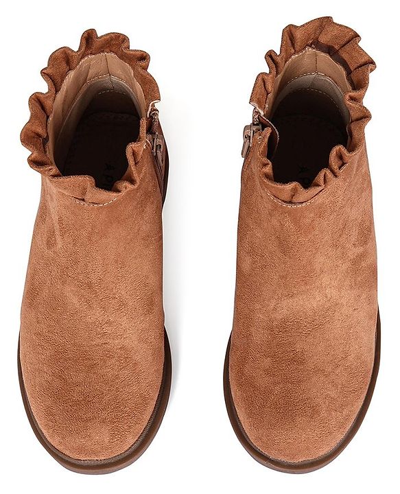 Pine Kids Slip On Winter Boots with Zioper Closure - Brown
