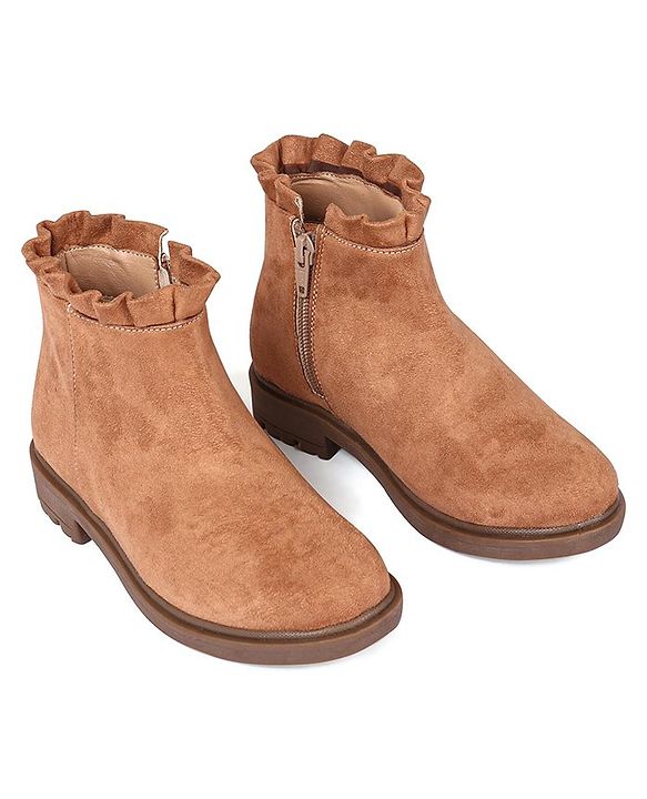 Pine Kids Slip On Winter Boots with Zioper Closure - Brown