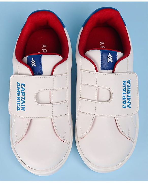 Pine Kids Marvel Avengers Captain America Print Casual Shoes with Velcro Closure - White