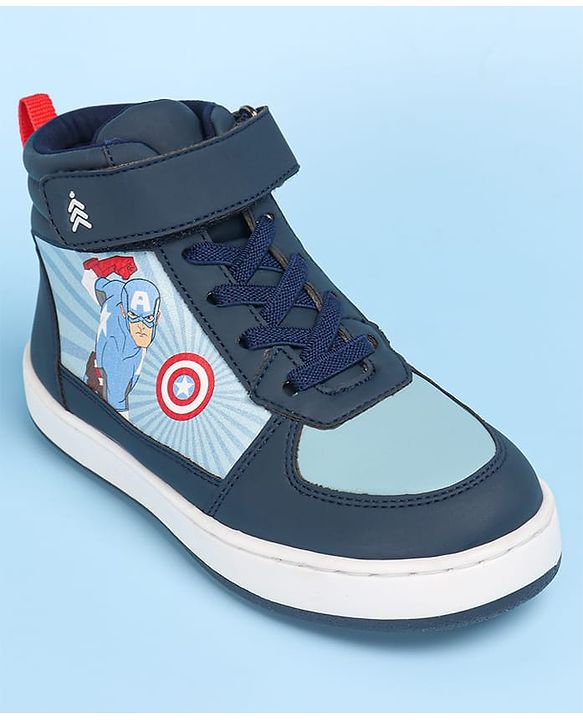 Pine Kids Marvel Avengers Printed Casual Shoes with Velcro Closure - Navy Blue