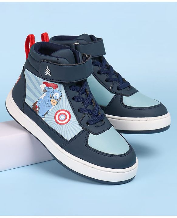 Pine Kids Marvel Avengers Printed Casual Shoes with Velcro Closure - Navy Blue