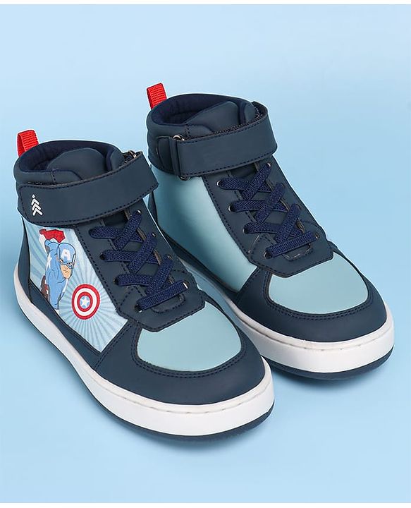 Pine Kids Marvel Avengers Printed Casual Shoes with Velcro Closure - Navy Blue