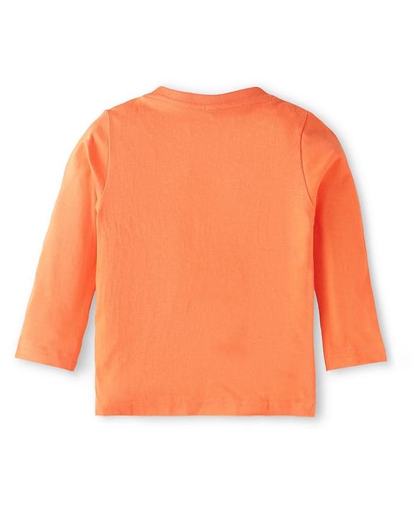 Babyhug Cotton Knit Full Sleeves Striped & Text Printed Night Suit - Orange
