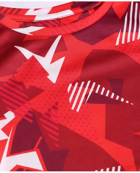 Pine Active Half Sleeves Abstract Printed T-Shirt - Red