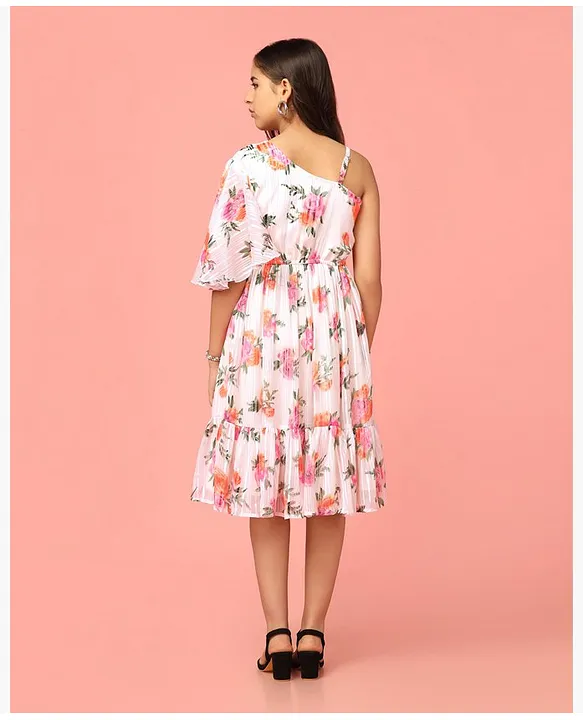 open lace back dress Bat-el One Shoulder Sleeve Crepe Evening Gown