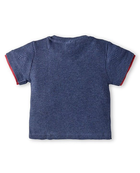 Babyhug Single Jersey Knit Half Sleeves T-Shirt & Shorts Set With Text Embroidery - Charcoal Grey