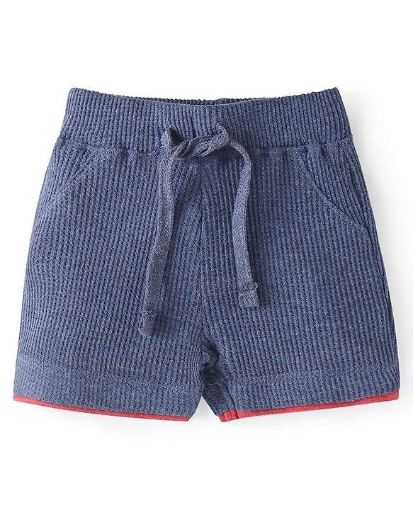 Babyhug Single Jersey Knit Half Sleeves T-Shirt & Shorts Set With Text Embroidery - Charcoal Grey