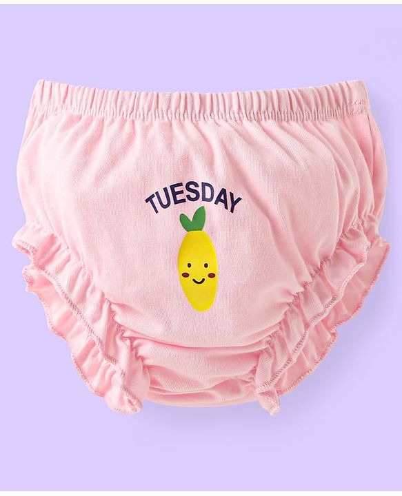 Babyhug 100% Cotton Knit Bloomers with Fruit Prints Pack of 7 - Aqua White & Green