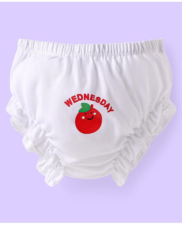 Babyhug 100% Cotton Knit Bloomers with Fruit Prints Pack of 7 - Aqua White & Green