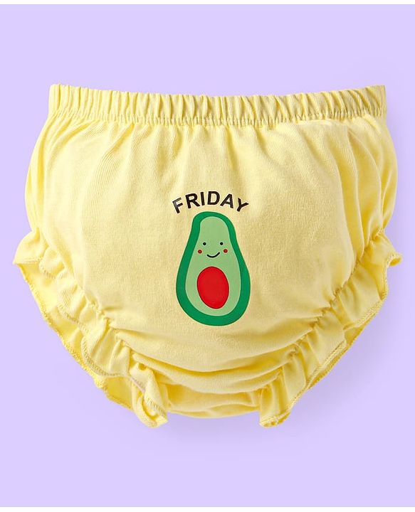 Babyhug 100% Cotton Knit Bloomers with Fruit Prints Pack of 7 - Aqua White & Green