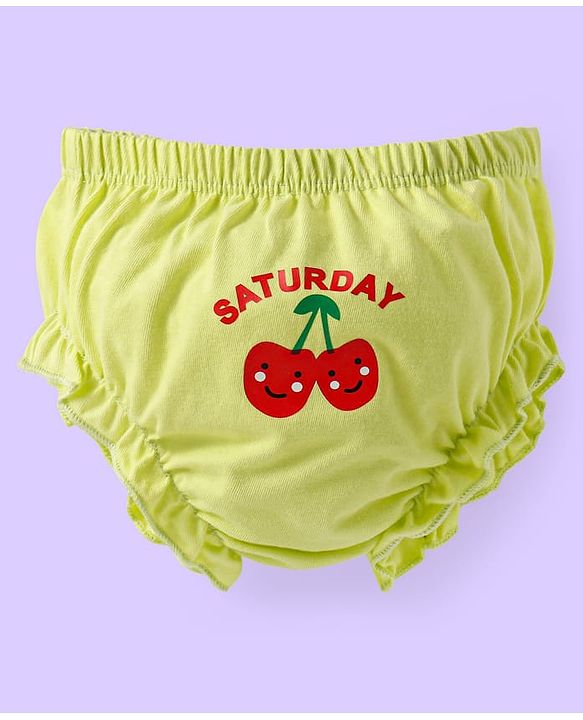 Babyhug 100% Cotton Knit Bloomers with Fruit Prints Pack of 7 - Aqua White & Green