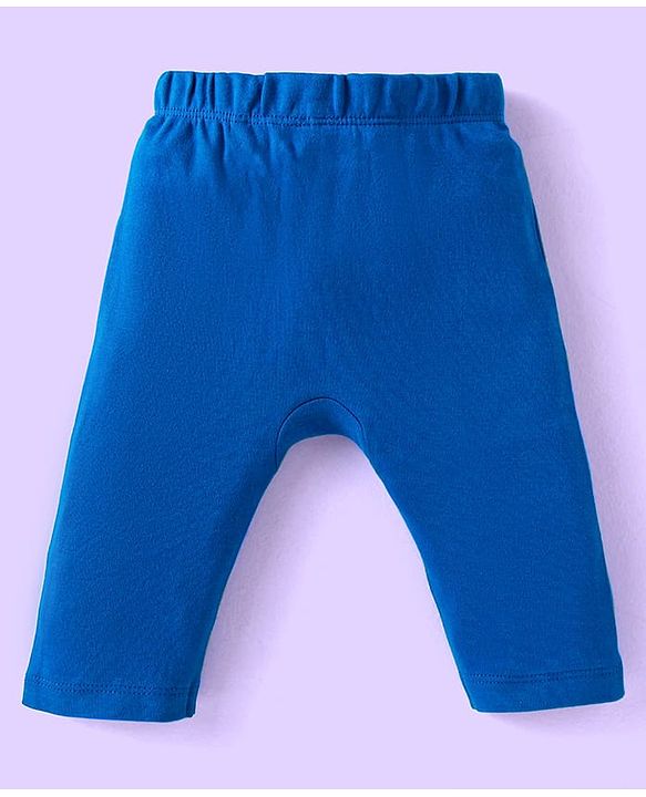 Babyhug Cotton Knit Full Length Diaper Leggings With Lion & Nautical Theme Print Pack of 3 - Blue White & Yellow