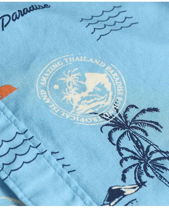 Pine Kids Cotton Woven Half Sleeves Shirt With Nautical Theme Print - Light Blue