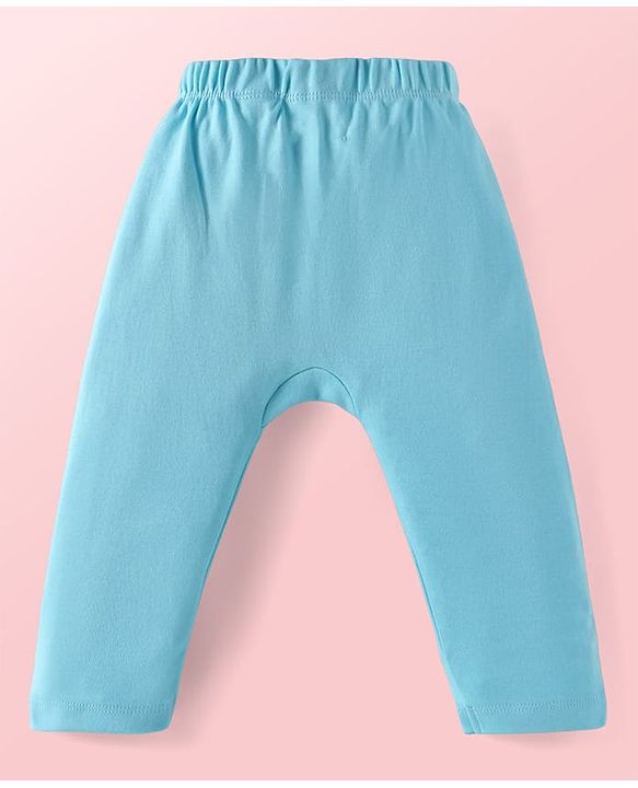 Babyhug Interlock Knit Full Length Diaper Leggings Dino Print Pack of 3 - Light Blue White & Green