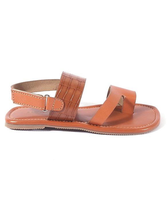 Pine Kids Velcro Closure Kolhapuri Chappals - Tan