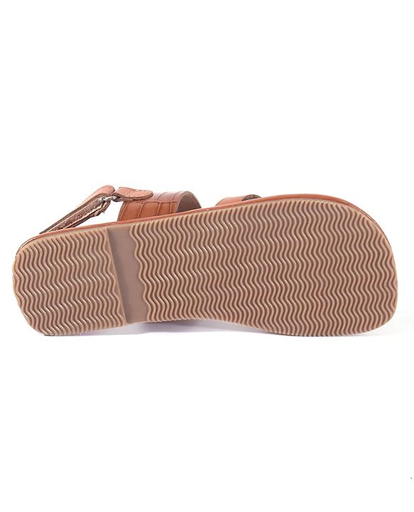 Pine Kids Velcro Closure Kolhapuri Chappals - Tan