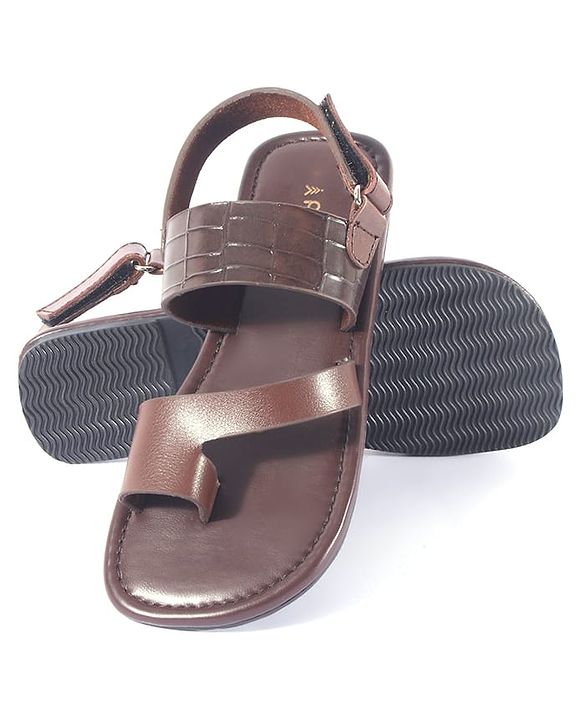 Pine Kids Velcro Closure Kolhapuri Chappals - Brown