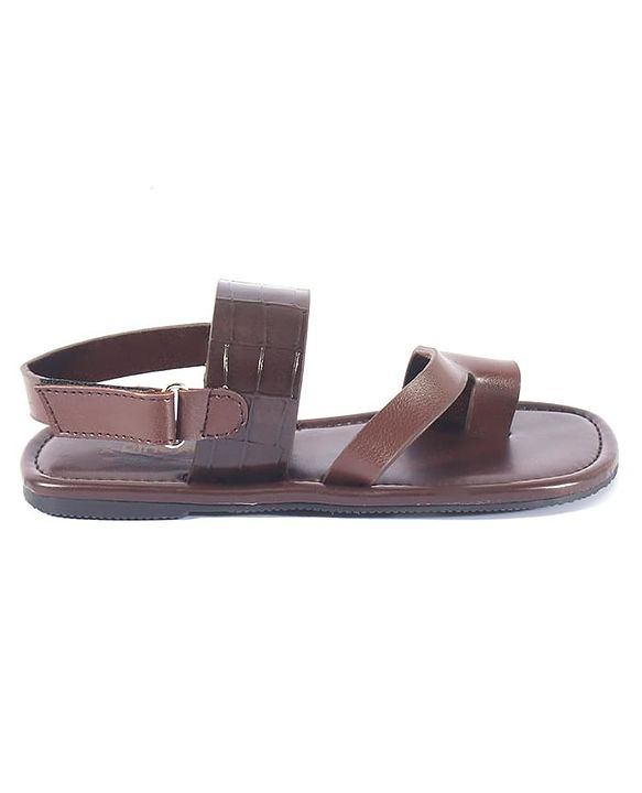 Pine Kids Velcro Closure Kolhapuri Chappals - Brown