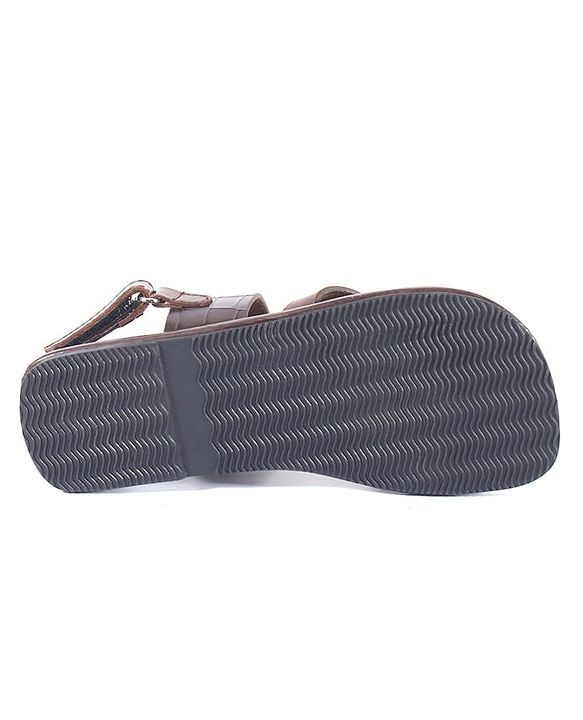 Pine Kids Velcro Closure Kolhapuri Chappals - Brown