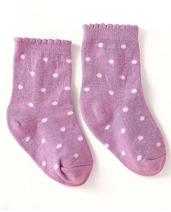 Cute Walk By Babyhug Cotton Knit Anti-Bacterial Ankle Length Socks With Butterfly & Polka Dot Design Pack Of 3 - Purple Pink & Red