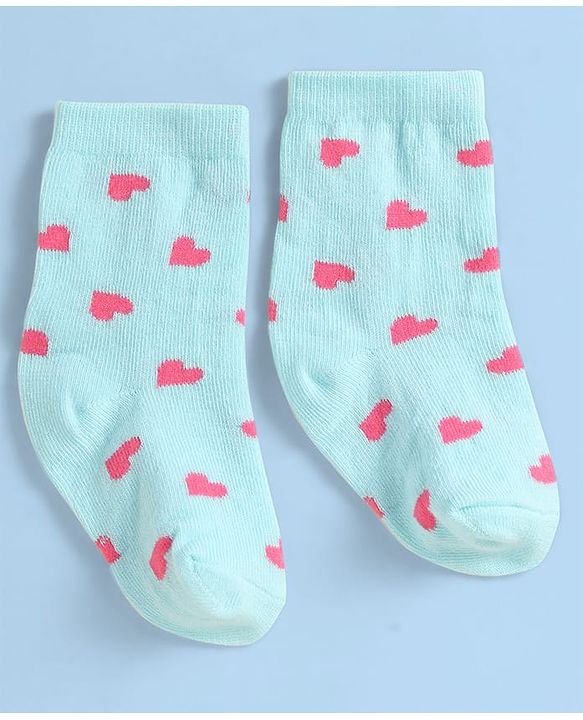 Cute Walk By Babyhug Anti-Bacterial Ankle Length Socks With Text & Heart Design Pack Of 3 - Pink & Light Blue