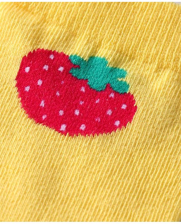 Cute Walk by Babyhug Knit Ankle Length Socks With Floral & Fruit Design Pack of 3 - Blue Yellow & Pink