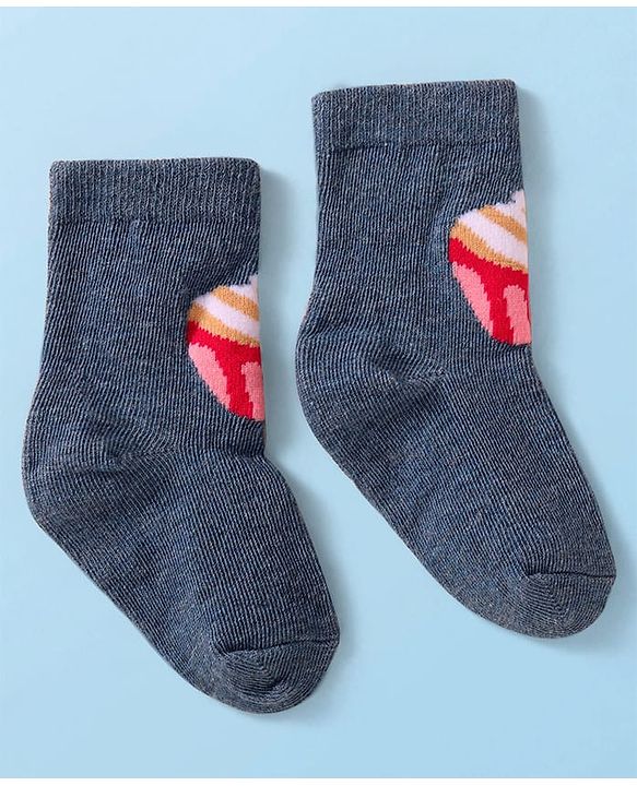 Cute Walk by Babyhug Knit Ankle Length Socks With Text Design Pack of 3 - Pink White & Grey