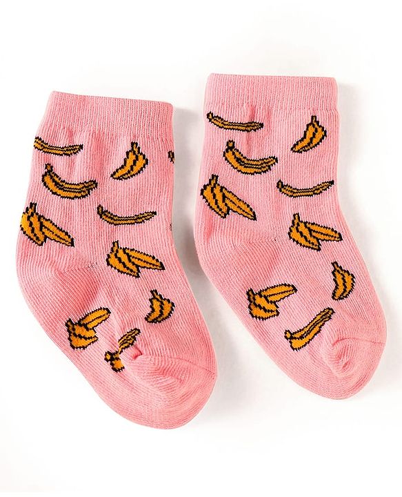 Cute Walk by Babyhug Knit Ankle Length Socks With Fruit Design Pack of 3 - Pink & Blue