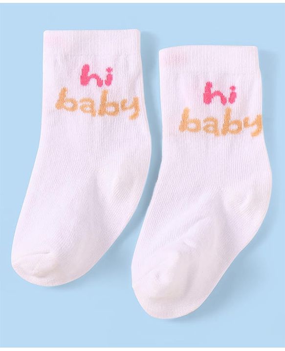 Cute Walk By Babyhug Anti-Bacterial Ankle Length Socks With Text & Aminal Design Pack Of 3 - Pink & Light Blue