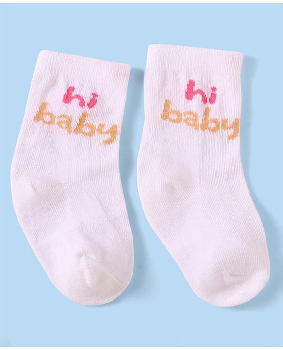 Cute Walk By Babyhug Anti-Bacterial Ankle Length Socks With Text & Aminal Design Pack Of 3 - Pink & Light Blue