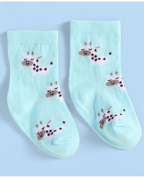 Cute Walk By Babyhug Anti-Bacterial Ankle Length Socks With Text & Aminal Design Pack Of 3 - Pink & Light Blue