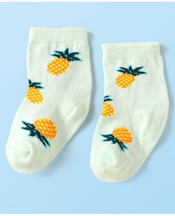 Cute Walk by Babyhug Knit Ankle Length Socks With Fruit Design Pack of 3 - Purple White & Dark Pink