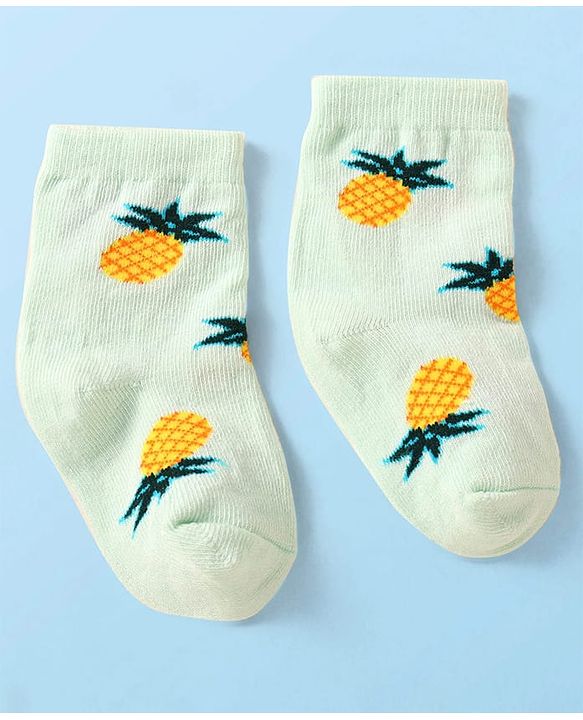 Cute Walk by Babyhug Knit Ankle Length Socks With Fruit Design Pack of 3 - Purple White & Dark Pink