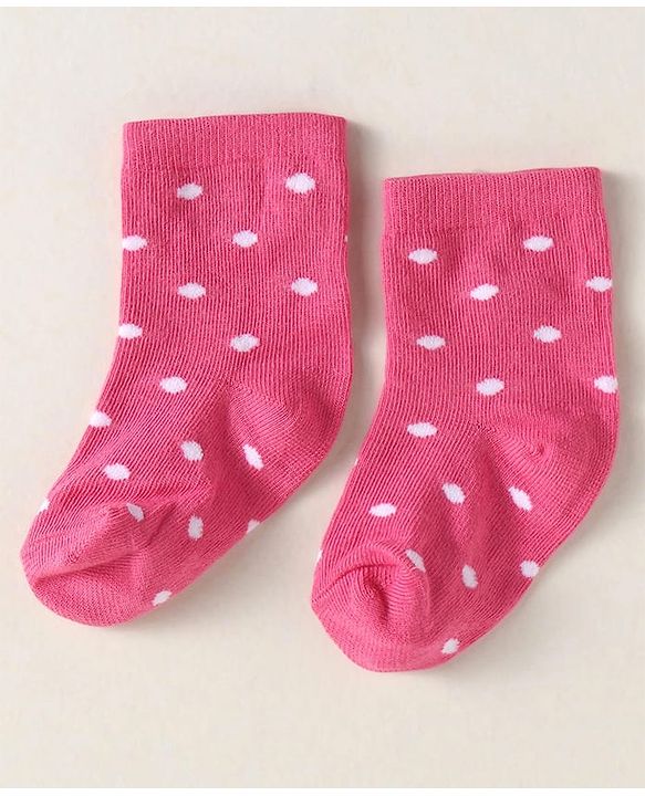 Cute Walk By Babyhug Anti-Bacterial Ankle Length Pack of 3 With Floral Stripe & Polka Dot Print - White Pink & Yellow