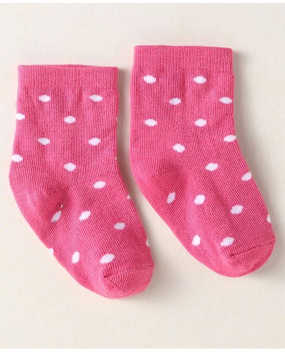 Cute Walk By Babyhug Anti-Bacterial Ankle Length Pack of 3 With Floral Stripe & Polka Dot Print - White Pink & Yellow