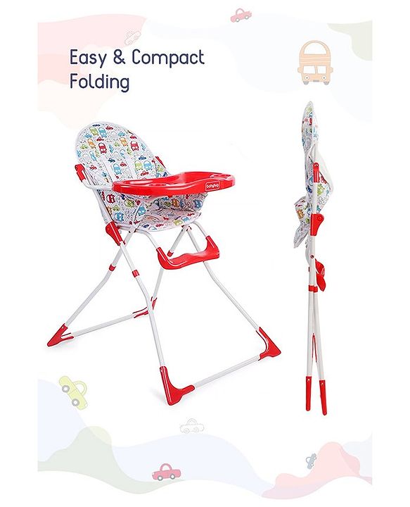Babyhug Fun Feast Highchair With Adjustable Food Tray & 5 Point Safety Harness - Red - 80 x 63 x 96 cm Red